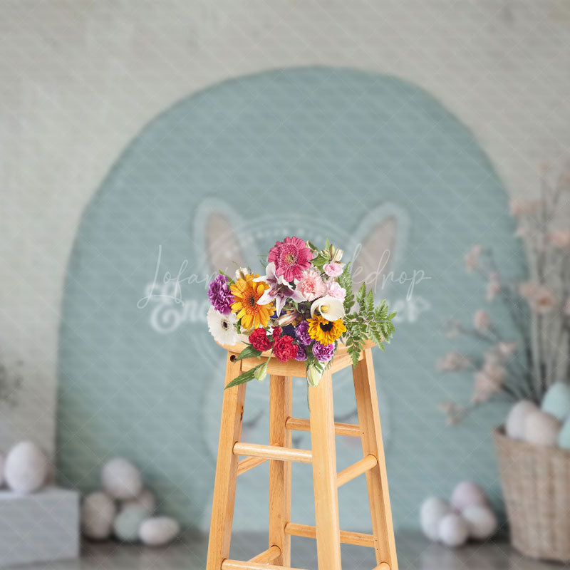 Lofaris Simple Painted Bunny Wall Floral Eggs Easter Backdrop