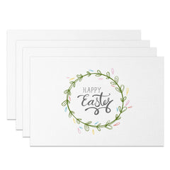Lofaris Simple Plant Wreath Happy Easter Set Of 4 Placemats