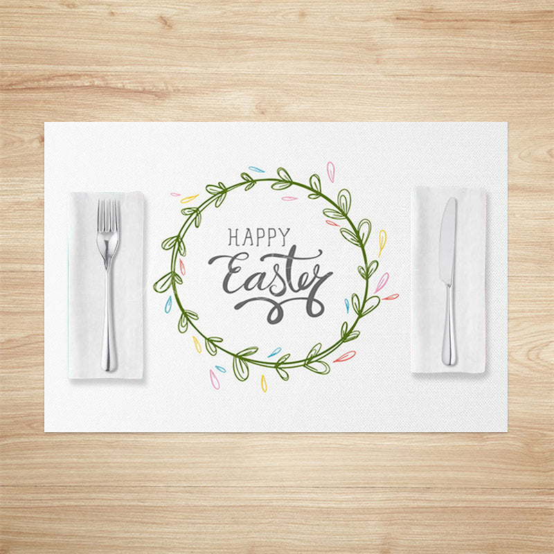 Lofaris Simple Plant Wreath Happy Easter Set Of 4 Placemats