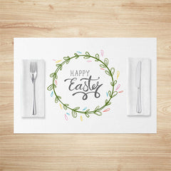 Lofaris Simple Plant Wreath Happy Easter Set Of 4 Placemats