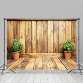 Lofaris Simple Potted Plants Wooden Photography Backdrop