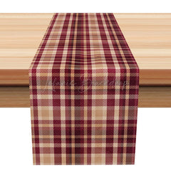 Lofaris Simple Red and Brown Plaid Table Runner Classic Tartan Design for Dining Rustic Farmhouse Kitchen Decor