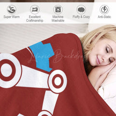 Lofaris Simple Red Blue White Robotic Arm Custom Text Blanket