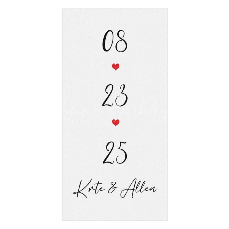 Lofaris Simple Red Heart Custom Est Name Beach Towel For Summer