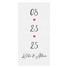 Lofaris Simple Red Heart Custom Est Name Beach Towel For Summer