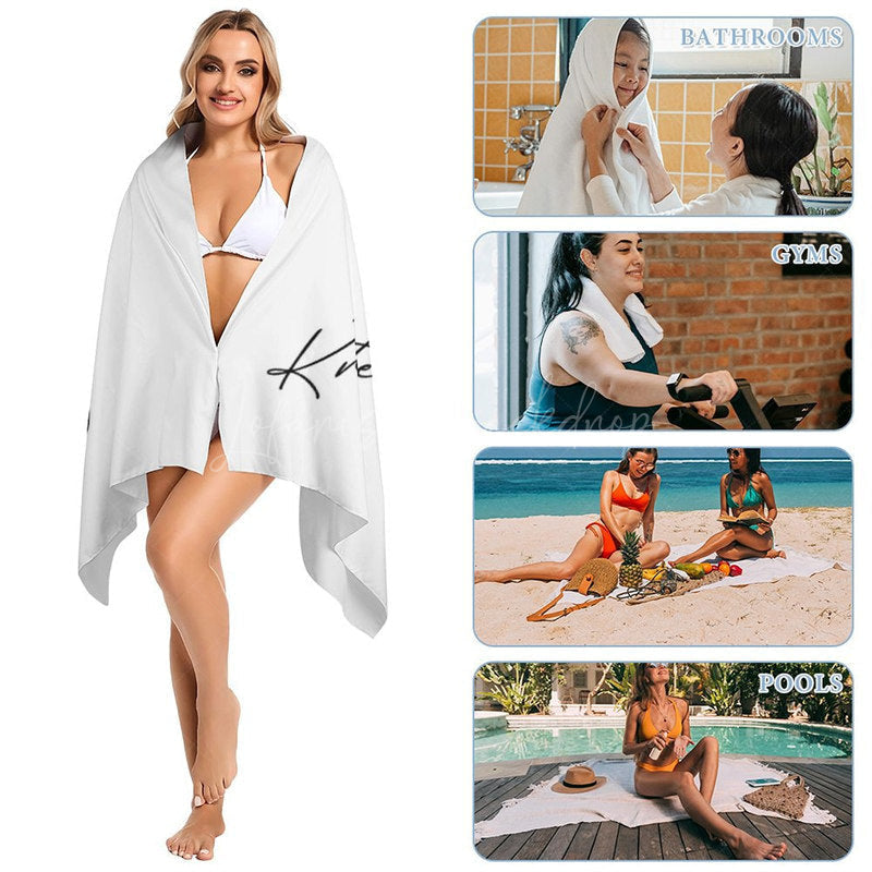 Lofaris Simple Red Heart Custom Est Name Beach Towel For Summer