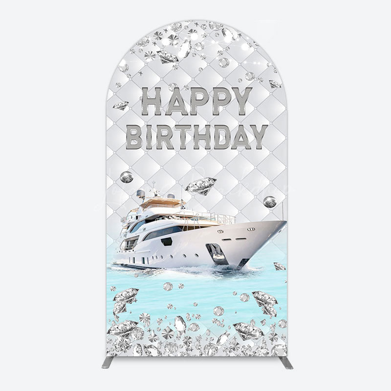 Lofaris Simple Ship Glitter Happy Birthday Arch Backdrop