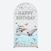 Lofaris Simple Ship Glitter Happy Birthday Arch Backdrop