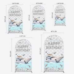 Lofaris Simple Ship Glitter Happy Birthday Arch Backdrop