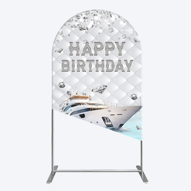 Lofaris Simple Ship Glitter Happy Birthday Arch Backdrop