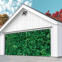 Lofaris Simple Spring Fresh Green Leaves Garage Door Banner