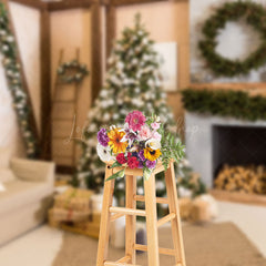 Lofaris Simple Style Room Wreath Sofa Fireplace Xmas Backdrop