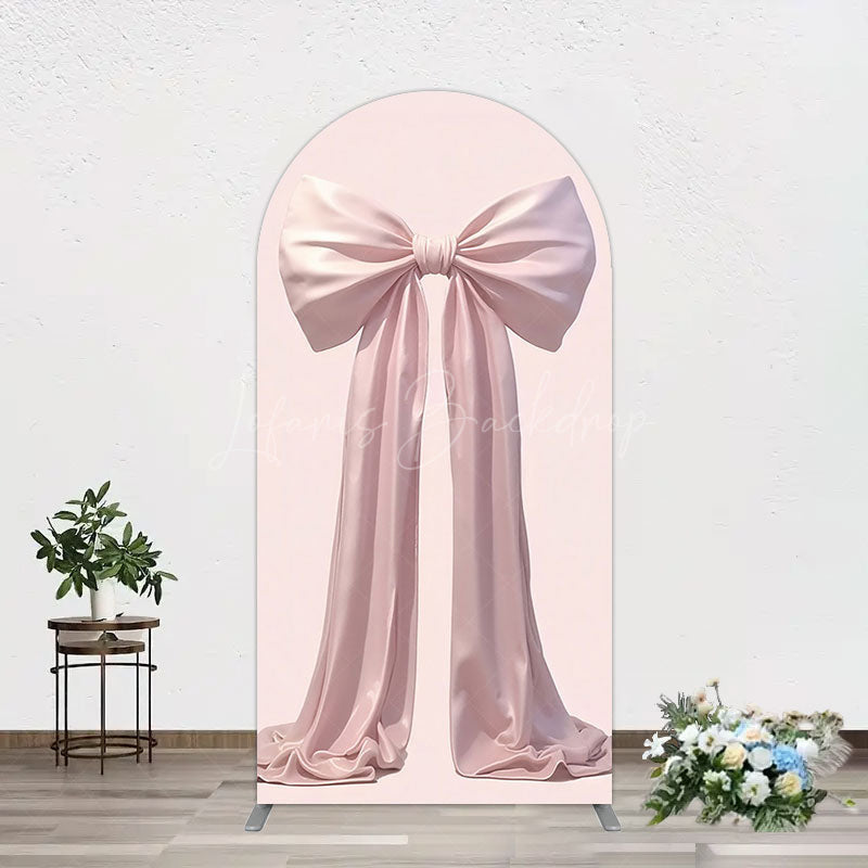 Lofaris Simple Sweet Dusty Pink Bow Birthday Arch Backdrop