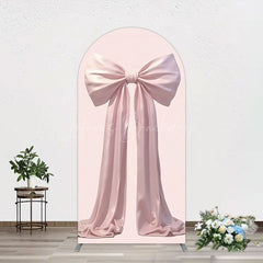 Lofaris Simple Sweet Dusty Pink Bow Birthday Arch Backdrop