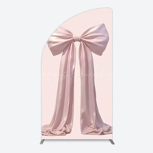 Lofaris Simple Sweet Dusty Pink Bow Birthday Half Moon Arch Backdrop