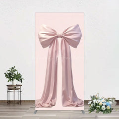 Lofaris Simple Sweet Dusty Pink Bow Birthday Rectangle Backdrop