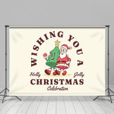 Lofaris Simple Tree Santa Holly Jolly Christmas Backdrop