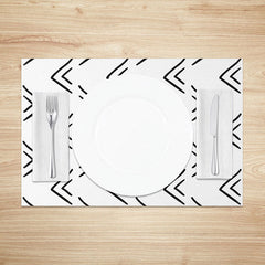 Lofaris Simple White and Black Abstract Lines Set of 4 Placemats for Modern Minimalist Scandinavian Decor