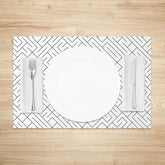 Lofaris Simple White and Black Lines Pattern Set of 4 Placemats for Modern Minimalist Farmhouse Kitchen