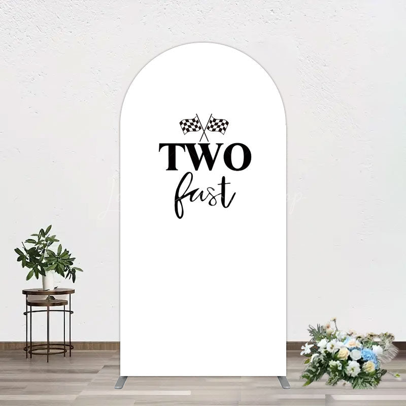 Lofaris Simple White Black Two Fast Birthday Arch Backdrop