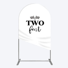Lofaris Simple White Black Two Fast Birthday Arch Backdrop