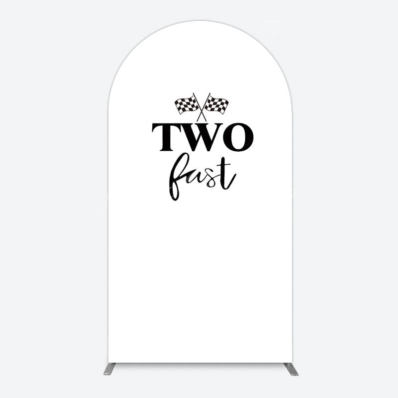 Lofaris Simple White Black Two Fast Birthday Arch Backdrop