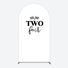 Lofaris Simple White Black Two Fast Birthday Arch Backdrop