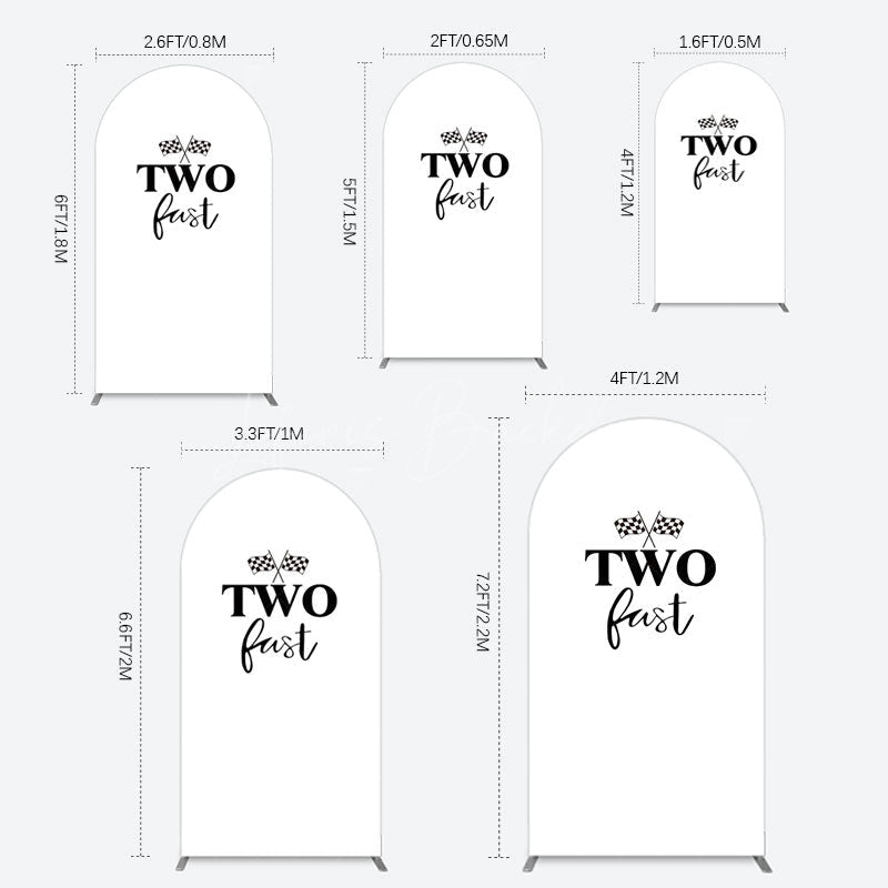 Lofaris Simple White Black Two Fast Birthday Arch Backdrop