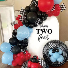 Lofaris Simple White Black Two Fast Birthday Arch Backdrop