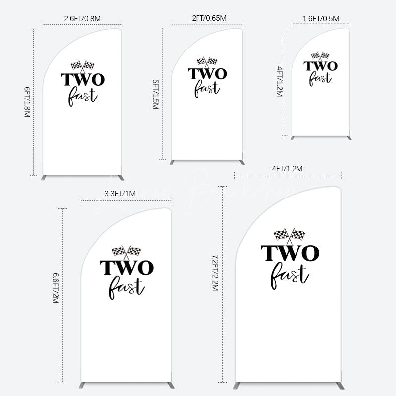 Lofaris Simple White Black Two Fast Birthday Half Moon Arch Backdrop