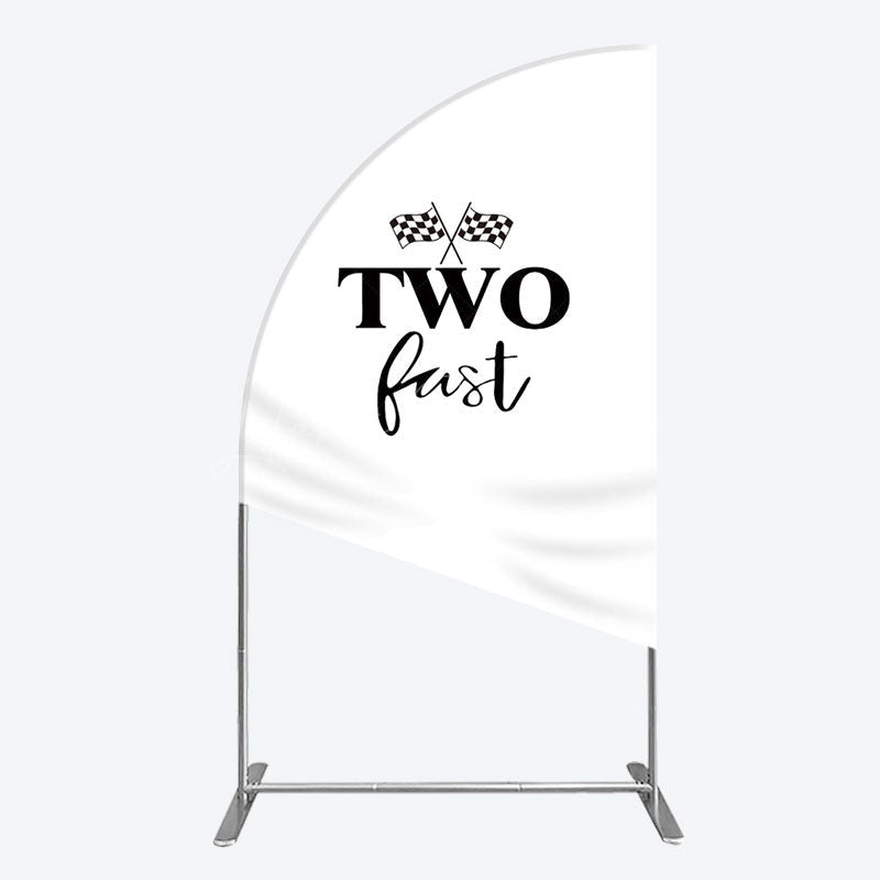 Lofaris Simple White Black Two Fast Birthday Half Moon Arch Backdrop