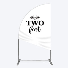 Lofaris Simple White Black Two Fast Birthday Half Moon Arch Backdrop