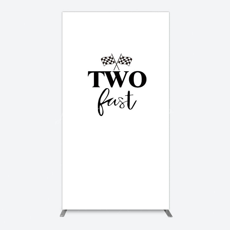 Lofaris Simple White Black Two Fast Birthday Rectangle Backdrop