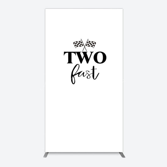 Lofaris Simple White Black Two Fast Birthday Rectangle Backdrop