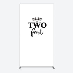 Lofaris Simple White Black Two Fast Birthday Rectangle Backdrop