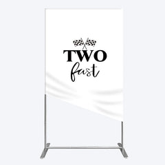 Lofaris Simple White Black Two Fast Birthday Rectangle Backdrop