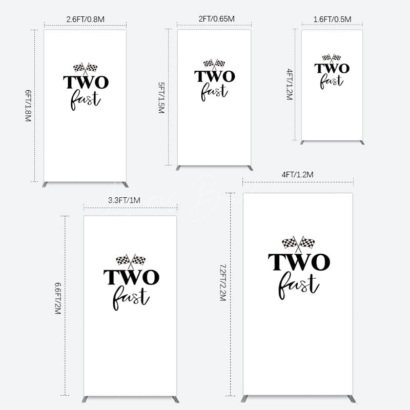 Lofaris Simple White Black Two Fast Birthday Rectangle Backdrop