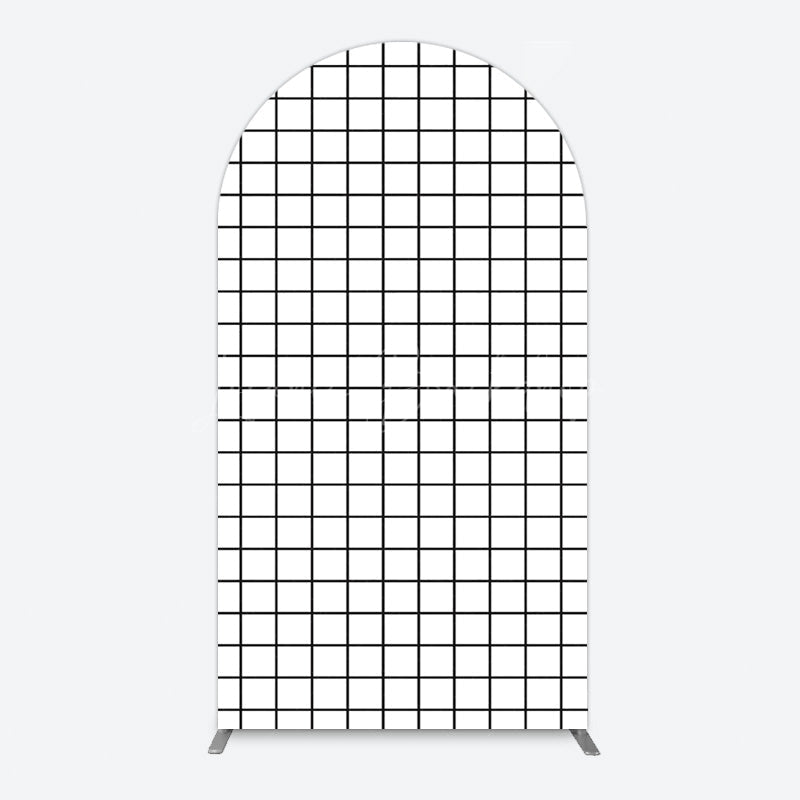 Lofaris Simple White Blue Rhombus Plaid Birthday Arch Backdrop