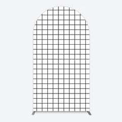 Lofaris Simple White Blue Rhombus Plaid Birthday Arch Backdrop