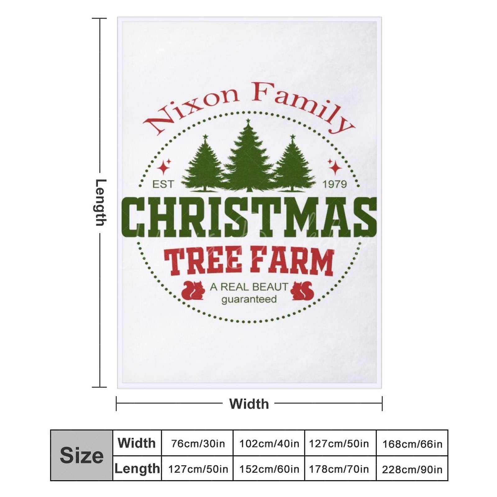 Lofaris Simple White Christmas Tree Farm Custom Text Blanket