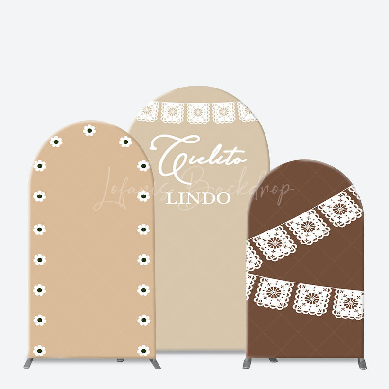 Lofaris Simple White Lace Qulito Lindo Birthday Arch Backdrop