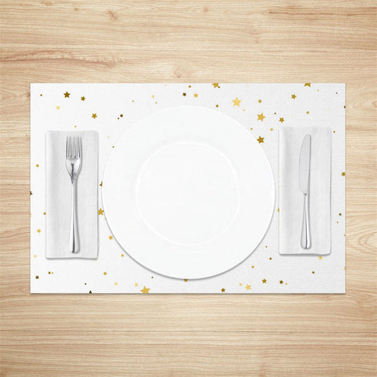 Lofaris Simple White Yellow Brown Stars Set of 4 Placemats