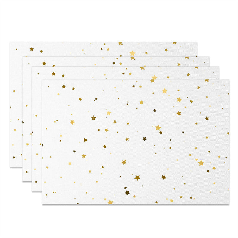 Lofaris Simple White Yellow Brown Stars Set of 4 Placemats