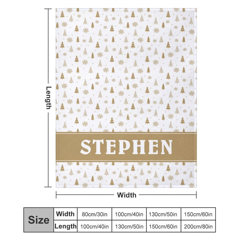 Lofaris Simple Winter Christmas Tree Personalized Name Blanket