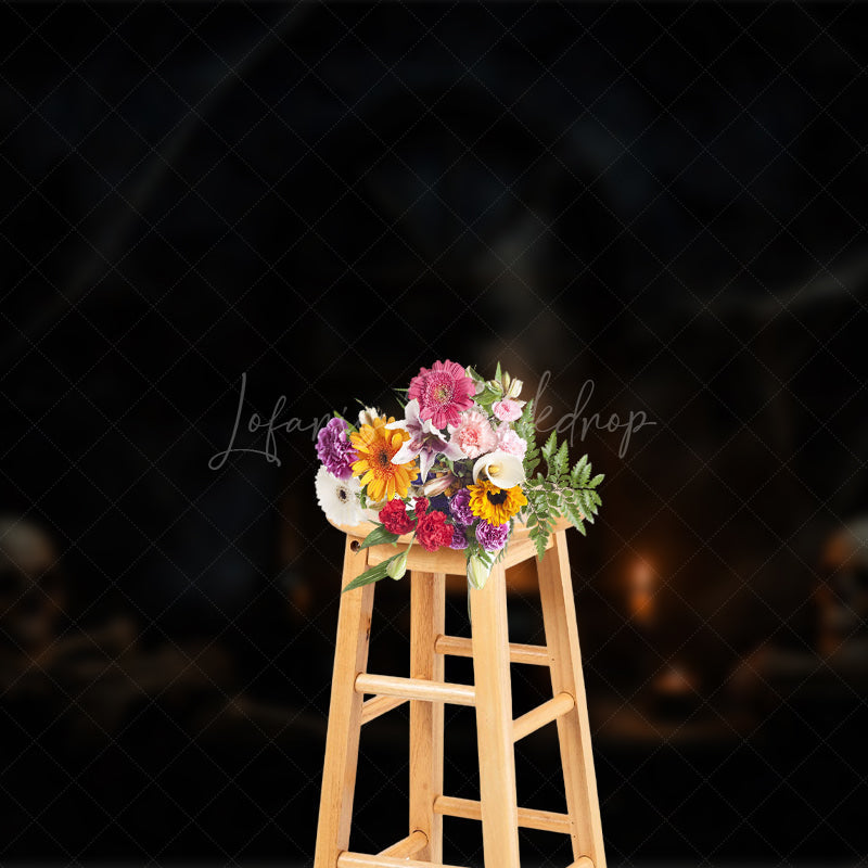 Lofaris Skeleton Cauldron Terrifying Night Halloween Backdrop