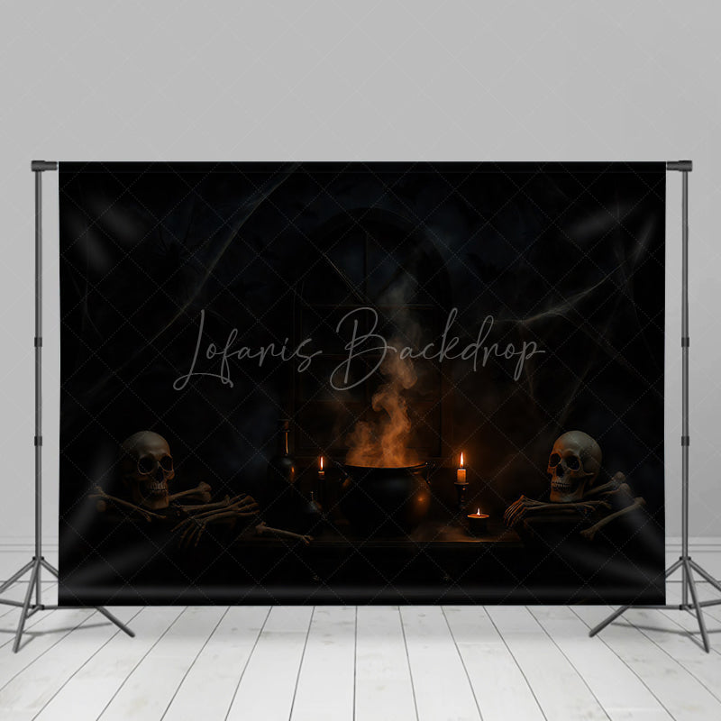 Lofaris Skeleton Cauldron Terrifying Night Halloween Backdrop