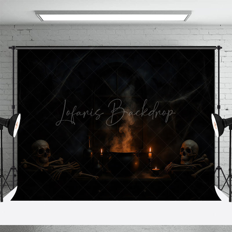 Lofaris Skeleton Cauldron Terrifying Night Halloween Backdrop