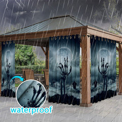 Lofaris Skeleton Hand Waterproof Printed Outdoor Curtains