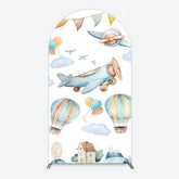 Lofaris Sky Airplane Hot Air Balloon Birthday Arch Backdrop
