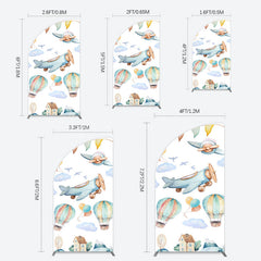 Lofaris Sky Airplane Hot Air Balloon Birthday Half Moon Arch Backdrop